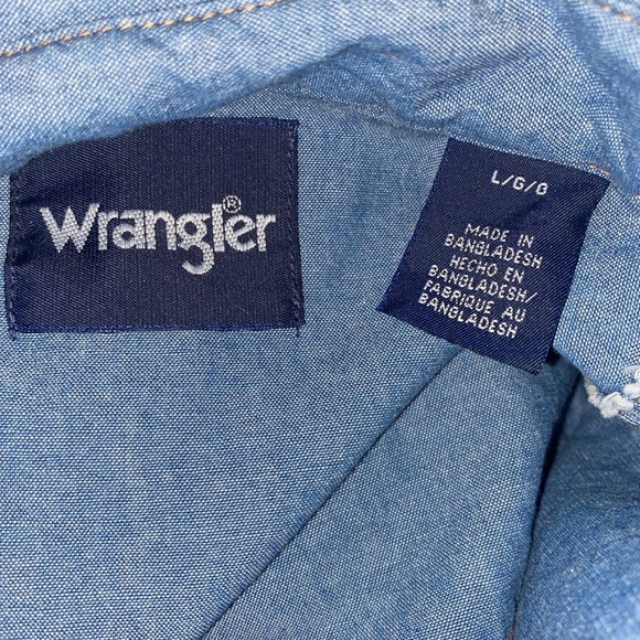 Wrangler Blue Pearl Snap Button Down Long Sleeve Shirt Men’s Size Large - Picture 6 of 6